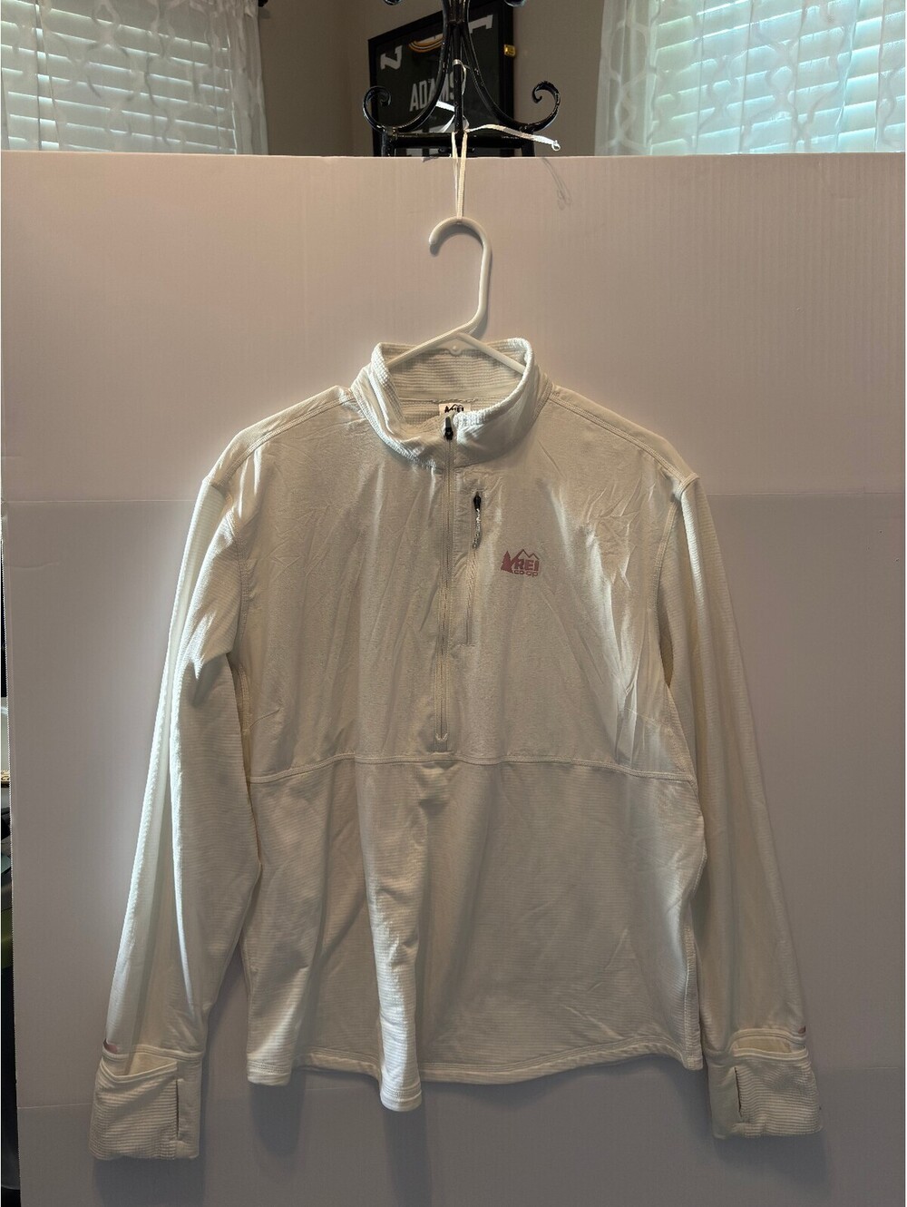 REI white quarter-zip pullover